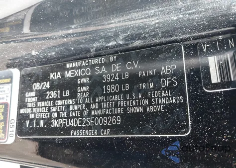 2025 Kia K4 Ex from USA, damaged, VIN 3KPFU4DE2SE009269